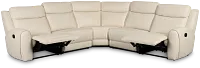 Walker Ivory Lthr/vinyl Small Two-arm Manually Reclining Sectional