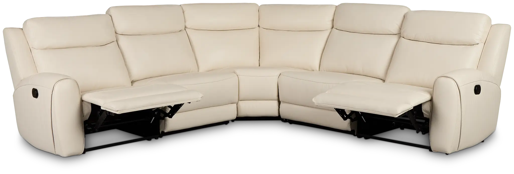 Walker Ivory Lthr/vinyl Small Two-arm Manually Reclining Sectional Walker Ivory Lthr/vinyl Small Two-arm Manually Reclining Sectional
