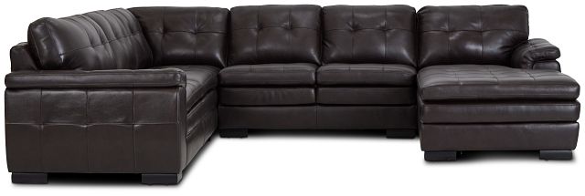 Braden Dark Brown Leather Medium Right Chaise Sectional