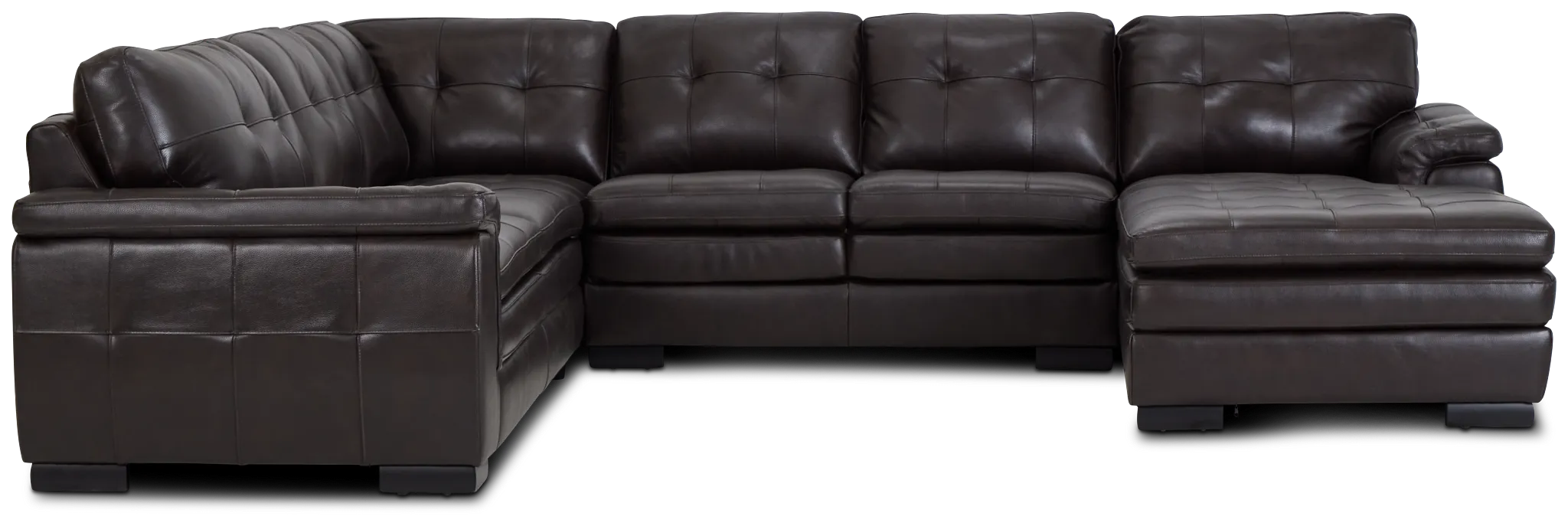Braden Dark Brown Leather Medium Right Chaise Sectional
