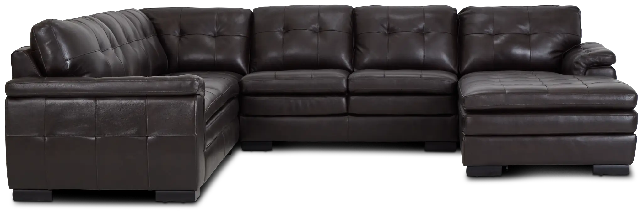 Braden Dark Brown Leather Medium Right Chaise Sectional Braden Dark Brown Leather Medium Right Chaise Sectional