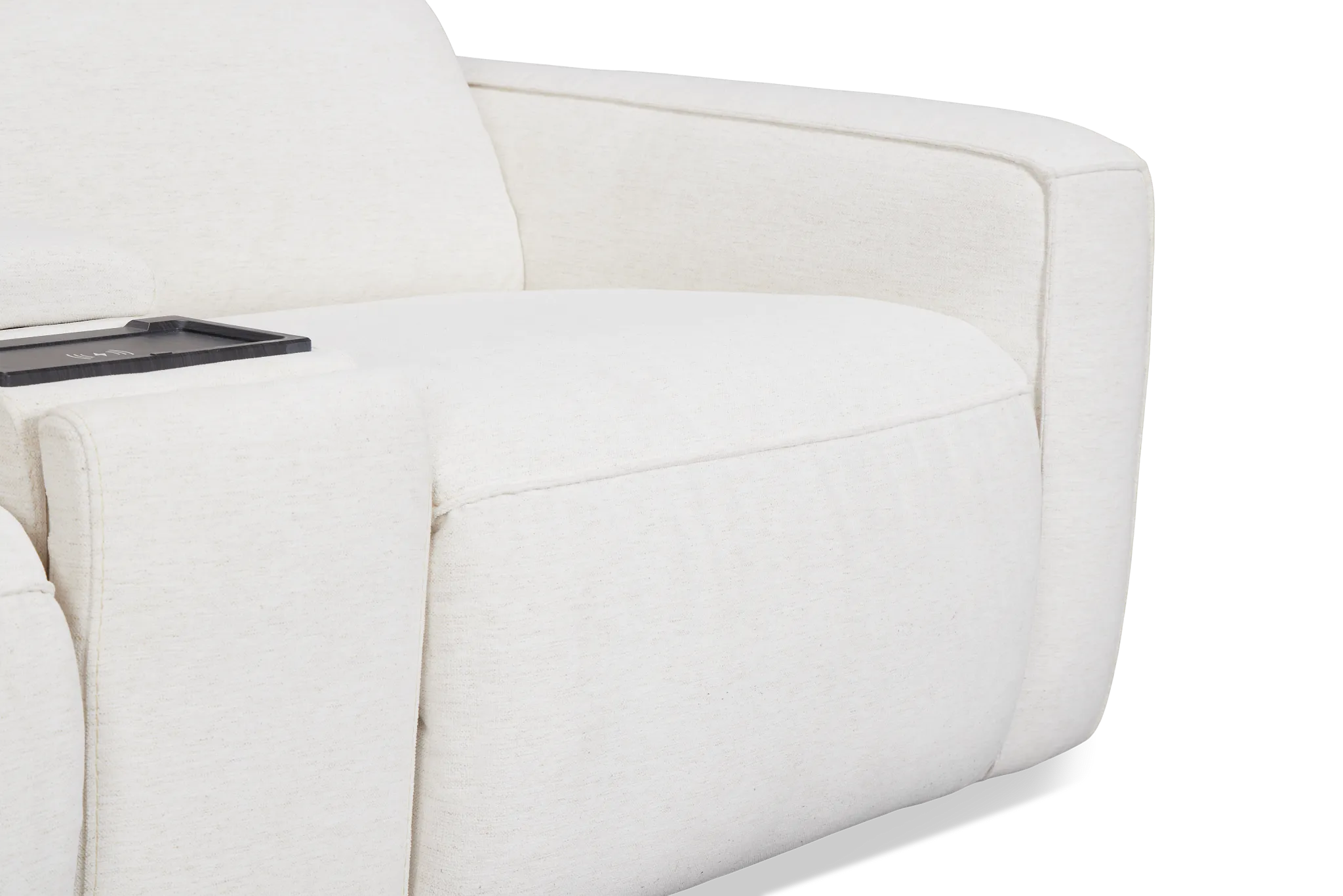 Ryland White Fabric Medium Triple Power 2-arm Sectional