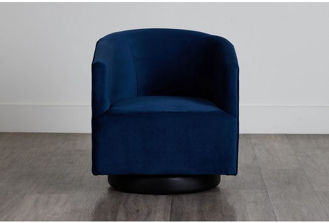 Charlotte Dark Blue Velvet Swivel Accent Chair