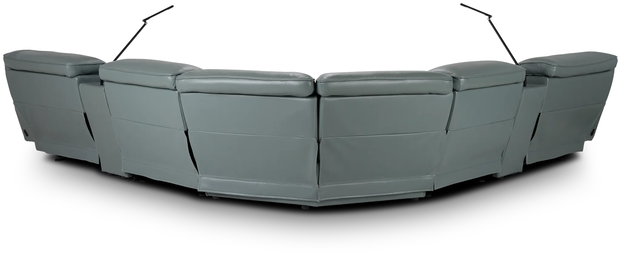 Reign Green Lthr/vinyl Large Triple Power Reclining Two-arm Sectional