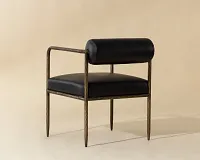 Ajan Black Leather Upholstered Arm Chair