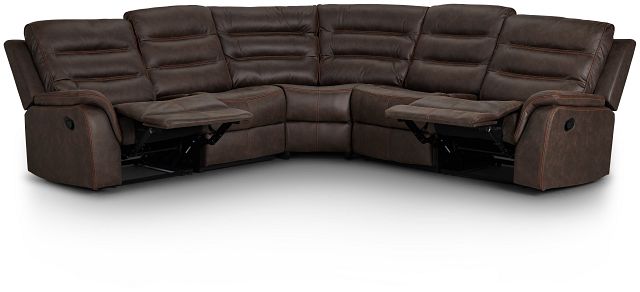 Grayson Brown Micro Small Two-arm Manually Reclining Sectional