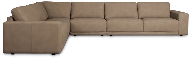 Kellan Taupe Leather Medium Two-arm Sectional