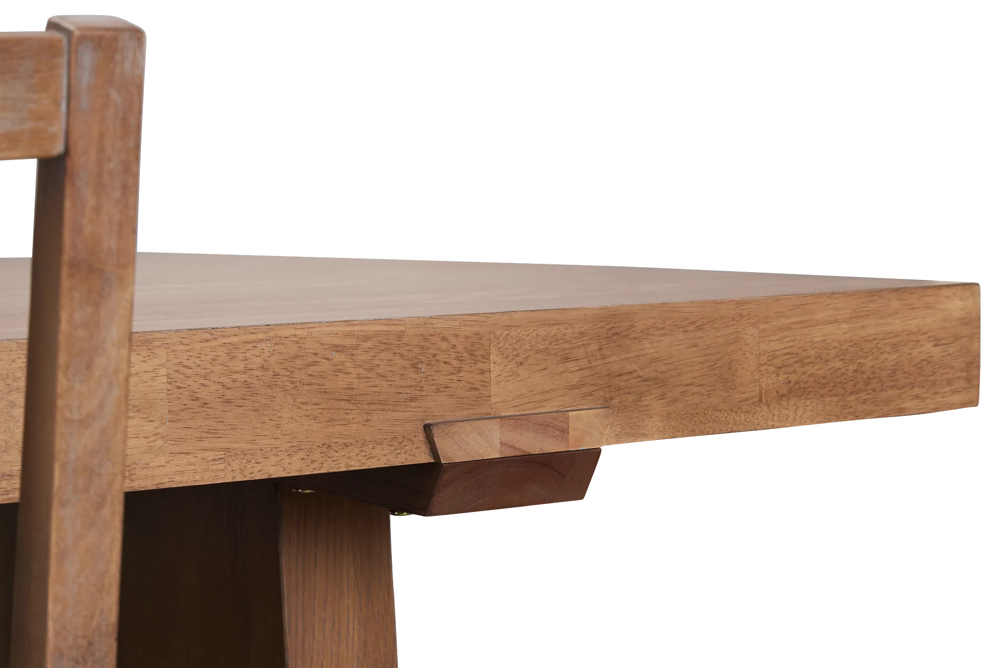 Provo Mid Tone Trestle Table & 4 Gray Upholstered Chairs