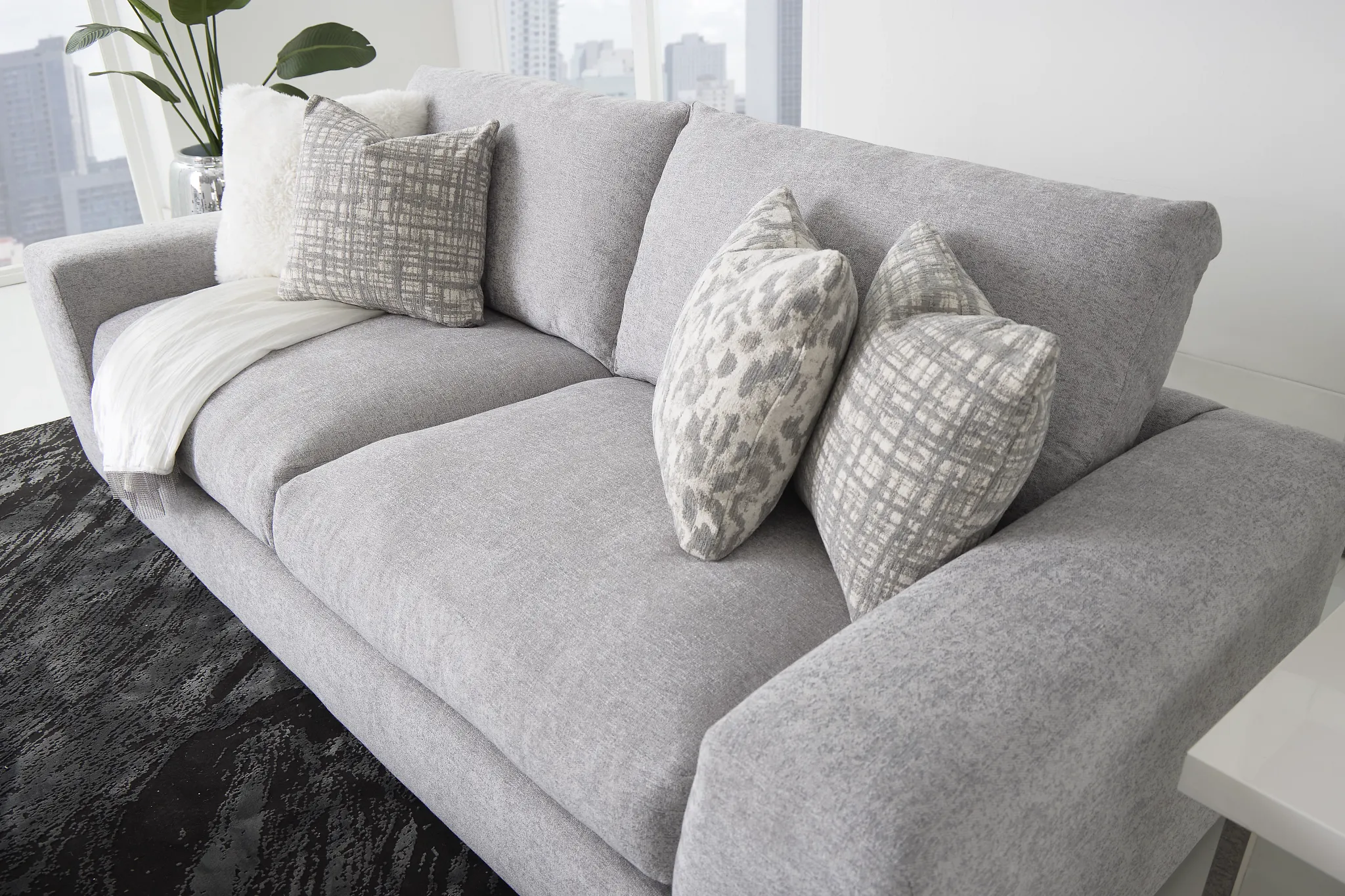 Calista Pewter Fabric Sofa