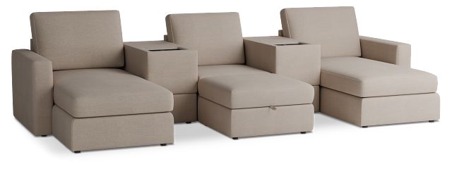 Citymod Beige Fabric 6-piece Home Theater With Media Consoles