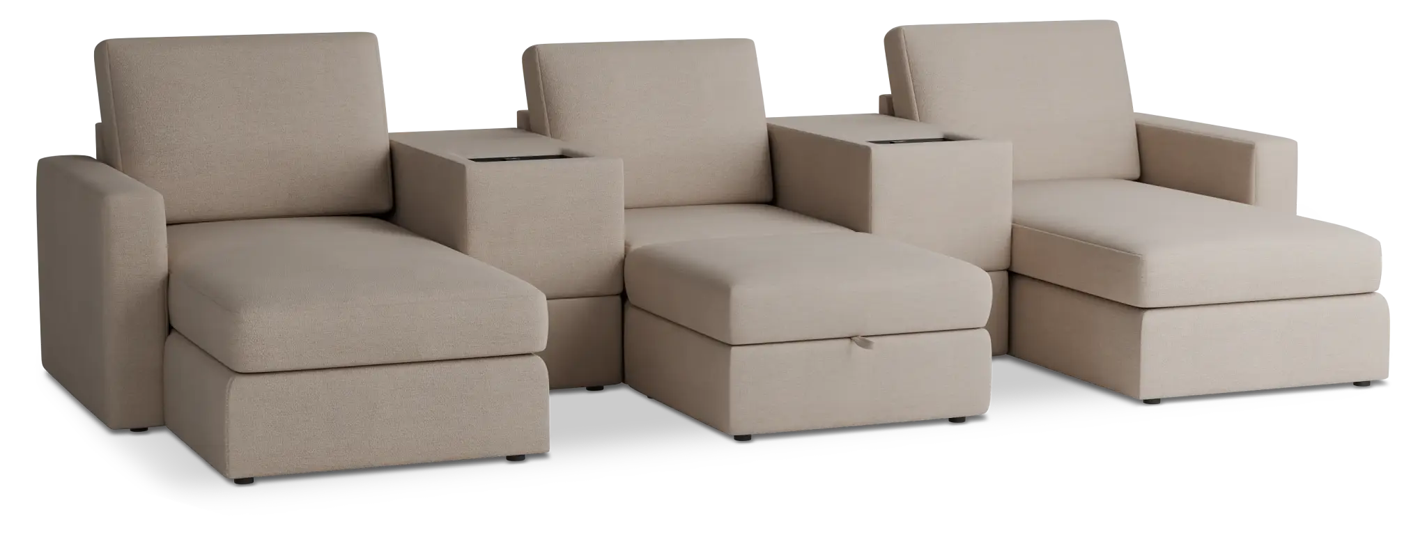 Citymod Beige Fabric 6-piece Home Theater With Media Consoles Citymod Beige Fabric 6-piece Home Theater With Media Consoles