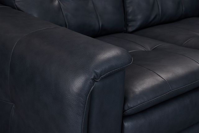 Rowan Navy Leather Large Two-arm Sectional