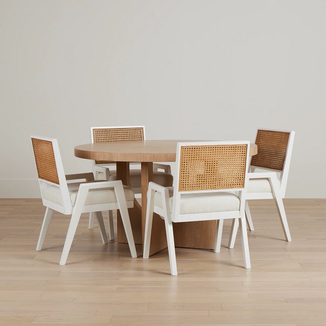 Malibu Light Tone Round Table & 4 Chairs