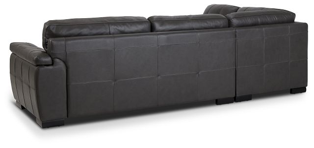 Braden Dark Gray Leather Small Left Bumper Sectional