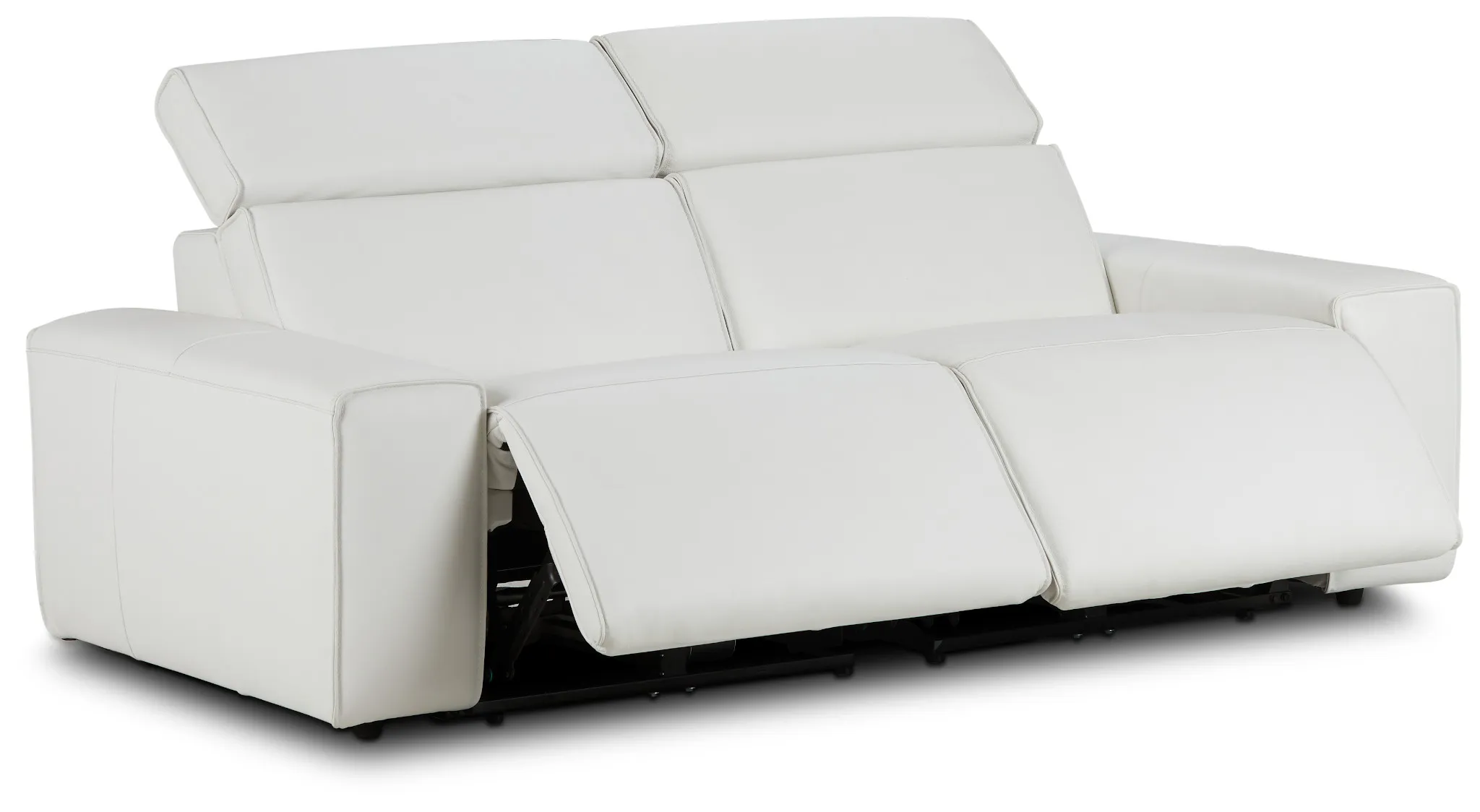 Carmelo White Leather Power Reclining Sofa
