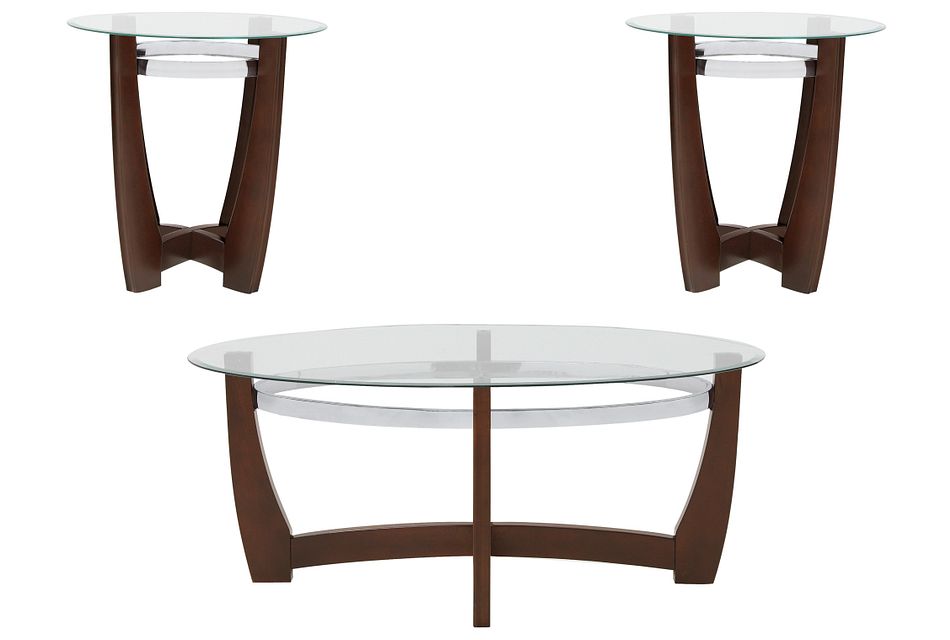 Apollo Mid Tone Glass 3 Pack Tables Living Room Coffee Tables