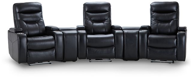 Slater Black Micro Triple Power Reclining Home Theater Seating