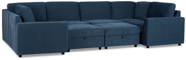 Addie Blue Fabric 8-piece Pit Storage Sectional