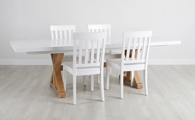 Nantucket Two-tone White Trestle Table & 4 White Chairs (0)