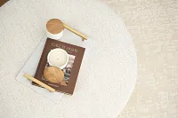Lilah White Round Accent Ottoman