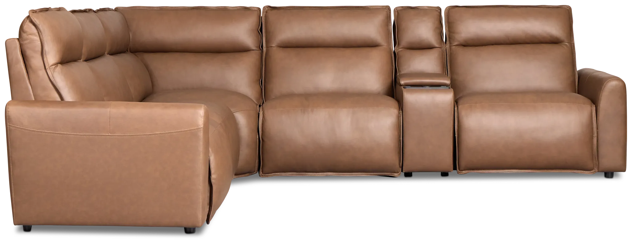 Edison Dark Brown Lthr/vinyl Small Triple Power Reclining Two-arm Sectional