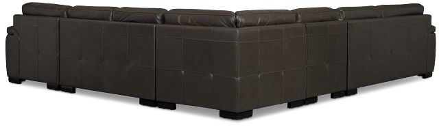 Braden Dark Gray Leather Large Right Chaise Sectional