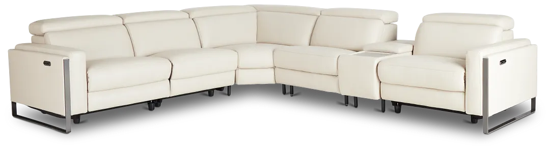 Atlas Taupe Lthr/vinyl Medium Dual Power 2-arm Reclining Sectional