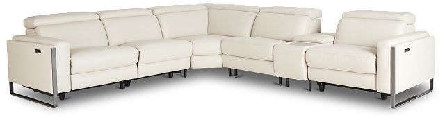 Atlas Taupe Lthr/vinyl Medium Dual Power 2-arm Reclining Sectional