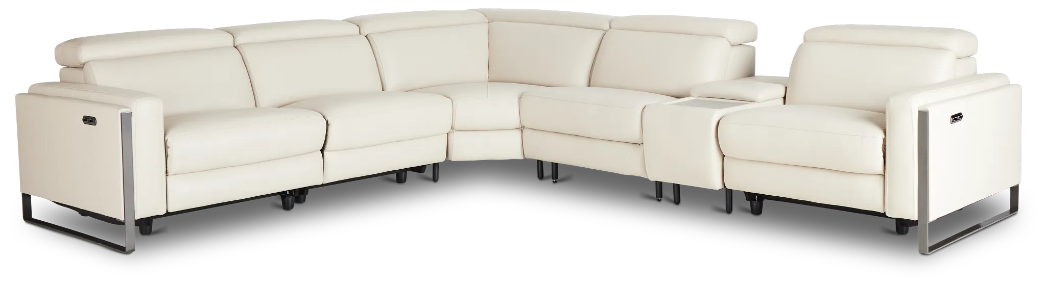 Atlas Taupe Lthr/vinyl Medium Dual Power 2-arm Reclining Sectional