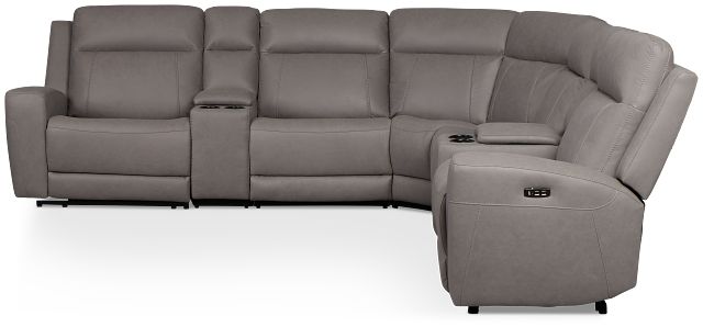 Colton Light Gray Micro Large Dual Power Reclining Two-arm Sectional