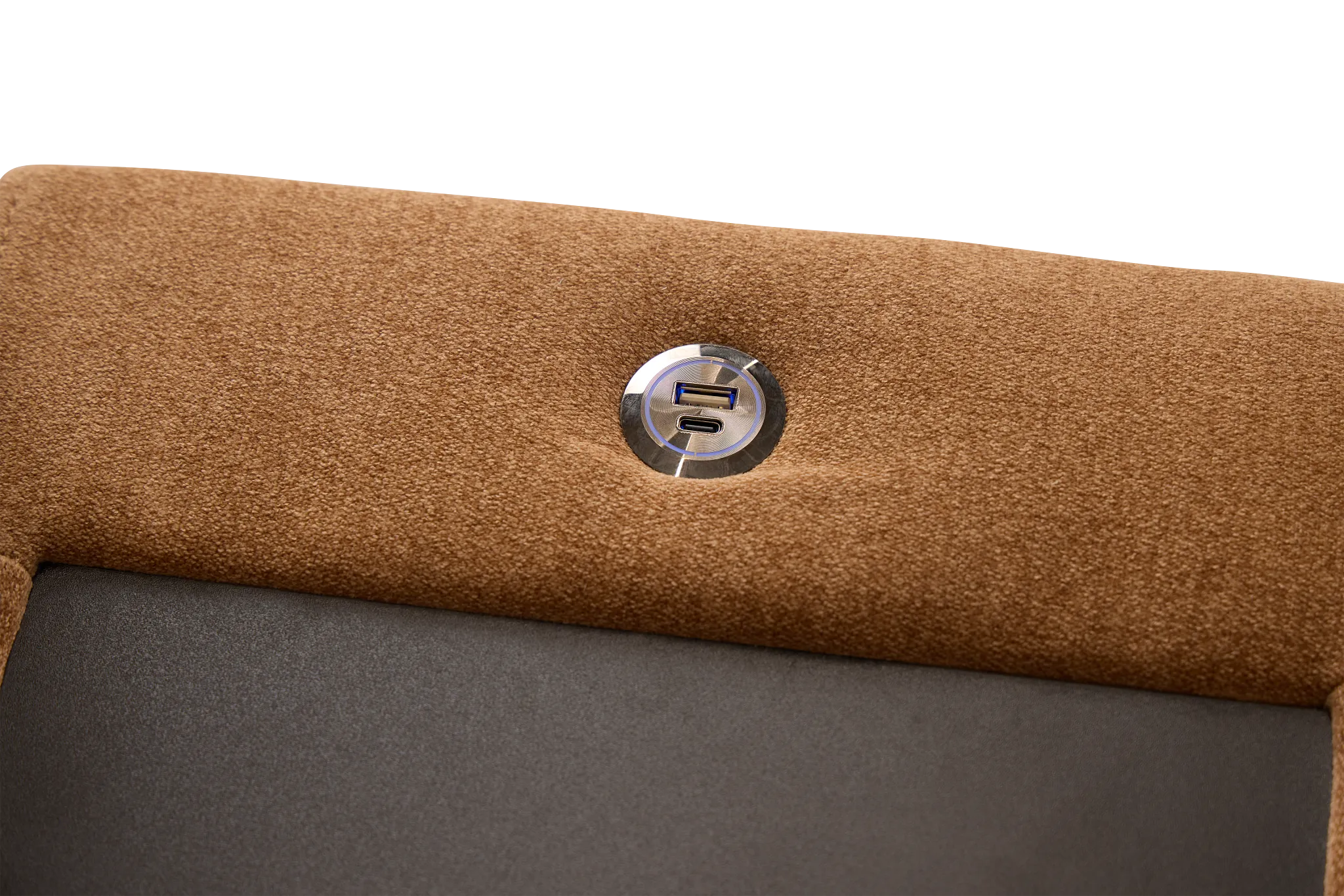 Addie Brown Fabric Medium Left Chaise Sleeper Sectional With Console