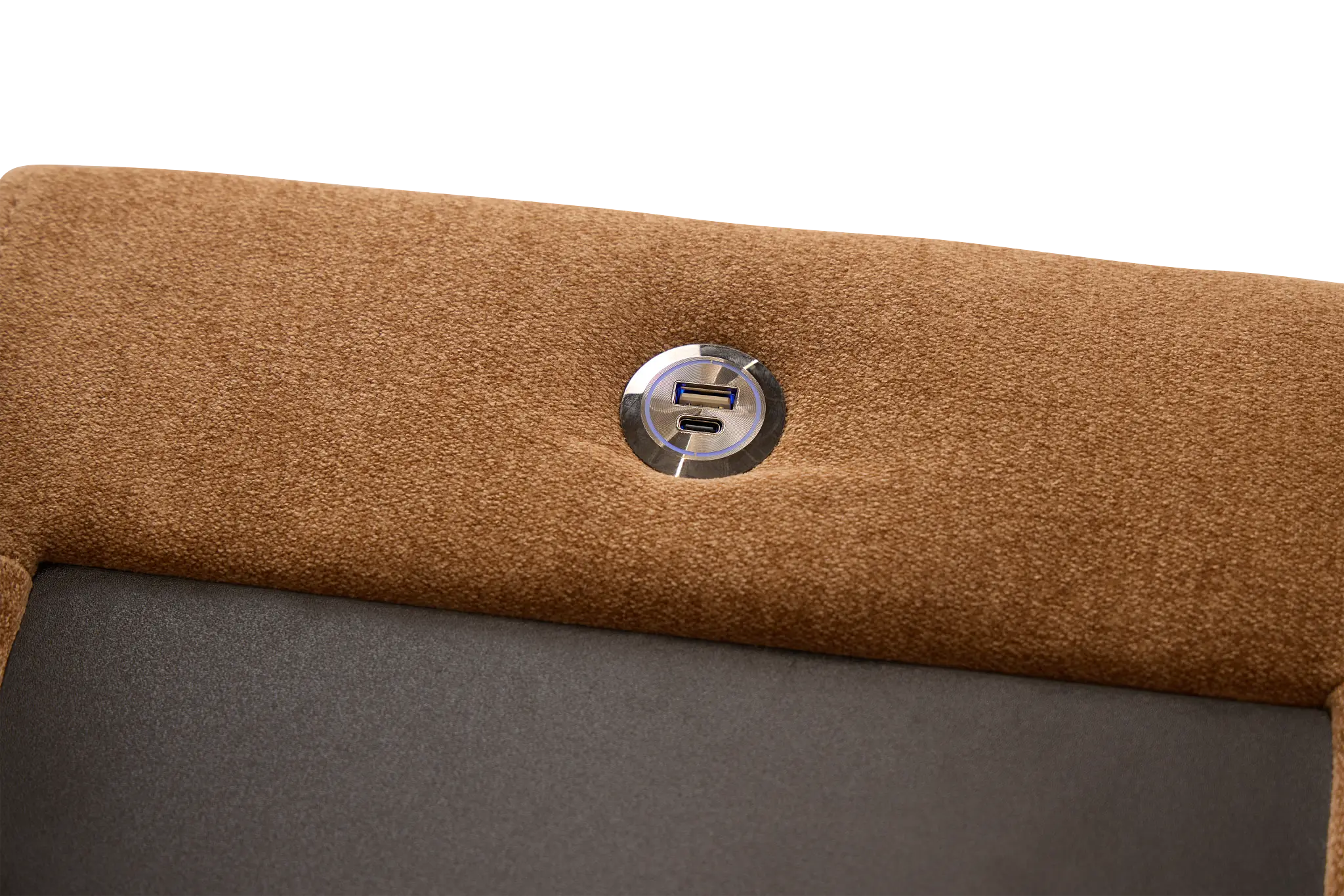 Addie Brown Fabric Medium Left Chaise Sleeper Sectional With Console Addie Brown Fabric Medium Left Chaise Sleeper Sectional With Console