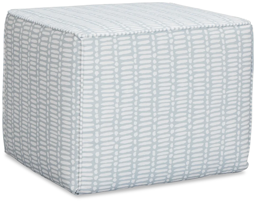 Deja Light Blue Fabric Accent Pouf