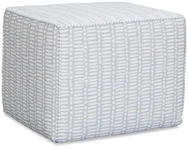 Deja Light Blue Fabric Accent Pouf