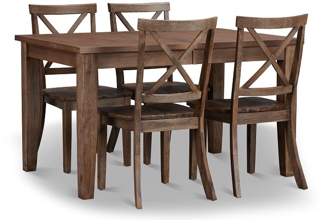 Woodstock Light Tone Extension Rectangular Table & 4 Wood Chairs (2)
