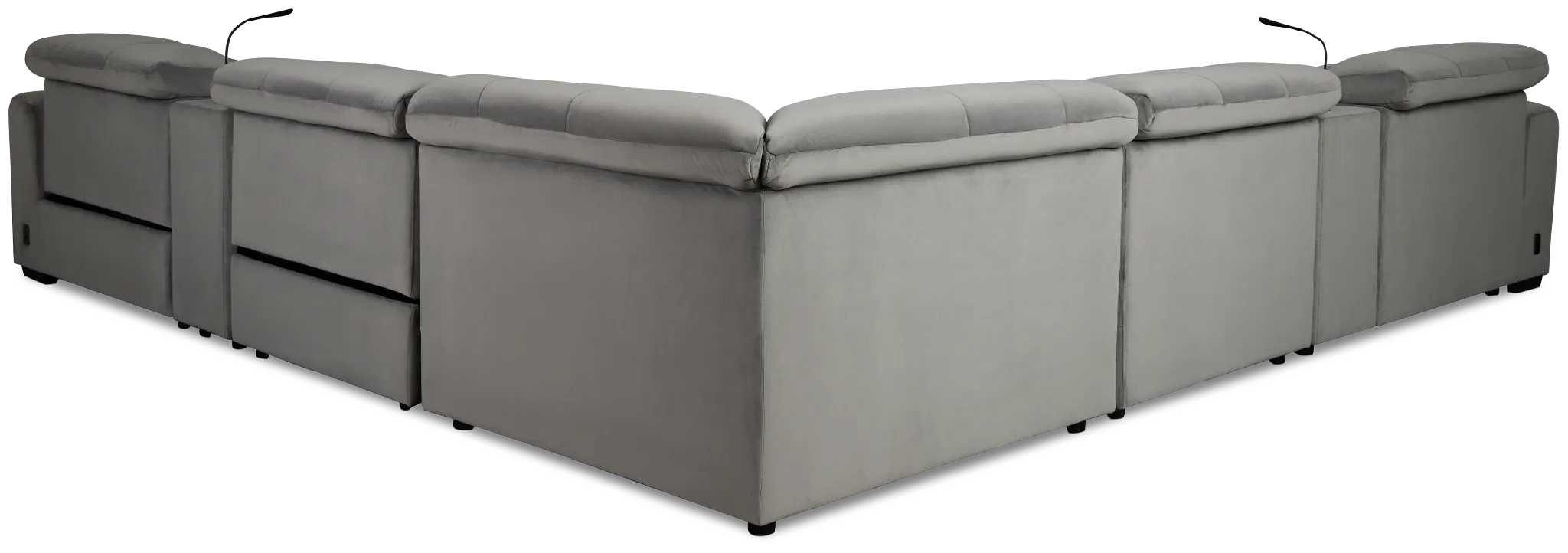 Gemma Light Gray Velvet Large Dual Power Left Chaise Sectional