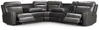 Benji Dark Gray Lthr/vinyl Medium Dual Power 2-arm Reclining Sectional