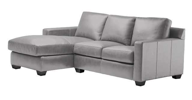 Carson Gray Leather Left Chaise Sectional (1)