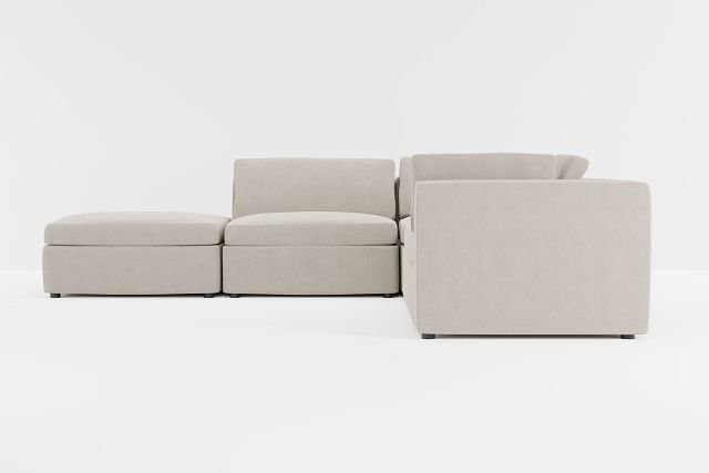 Destin Revenue Beige Fabric 5pc Bumper Sectional