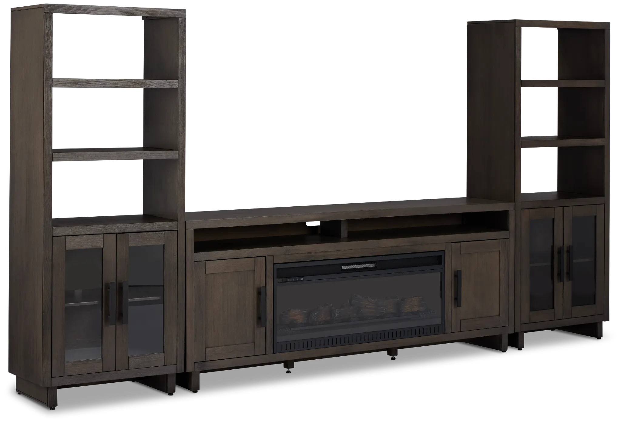 Richmond Gray 80" Door Pier Entertainment Wall With Fireplace