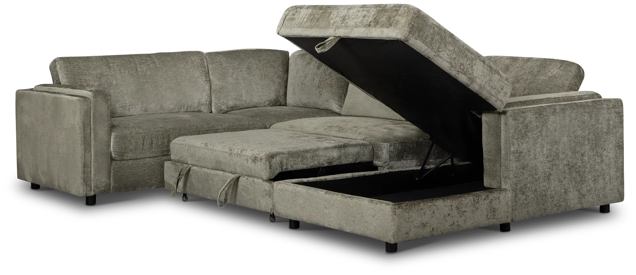 Farren Dark Green Fabric Medium Right Chaise Sleeper Sectional Farren Dark Green Fabric Medium Right Chaise Sleeper Sectional