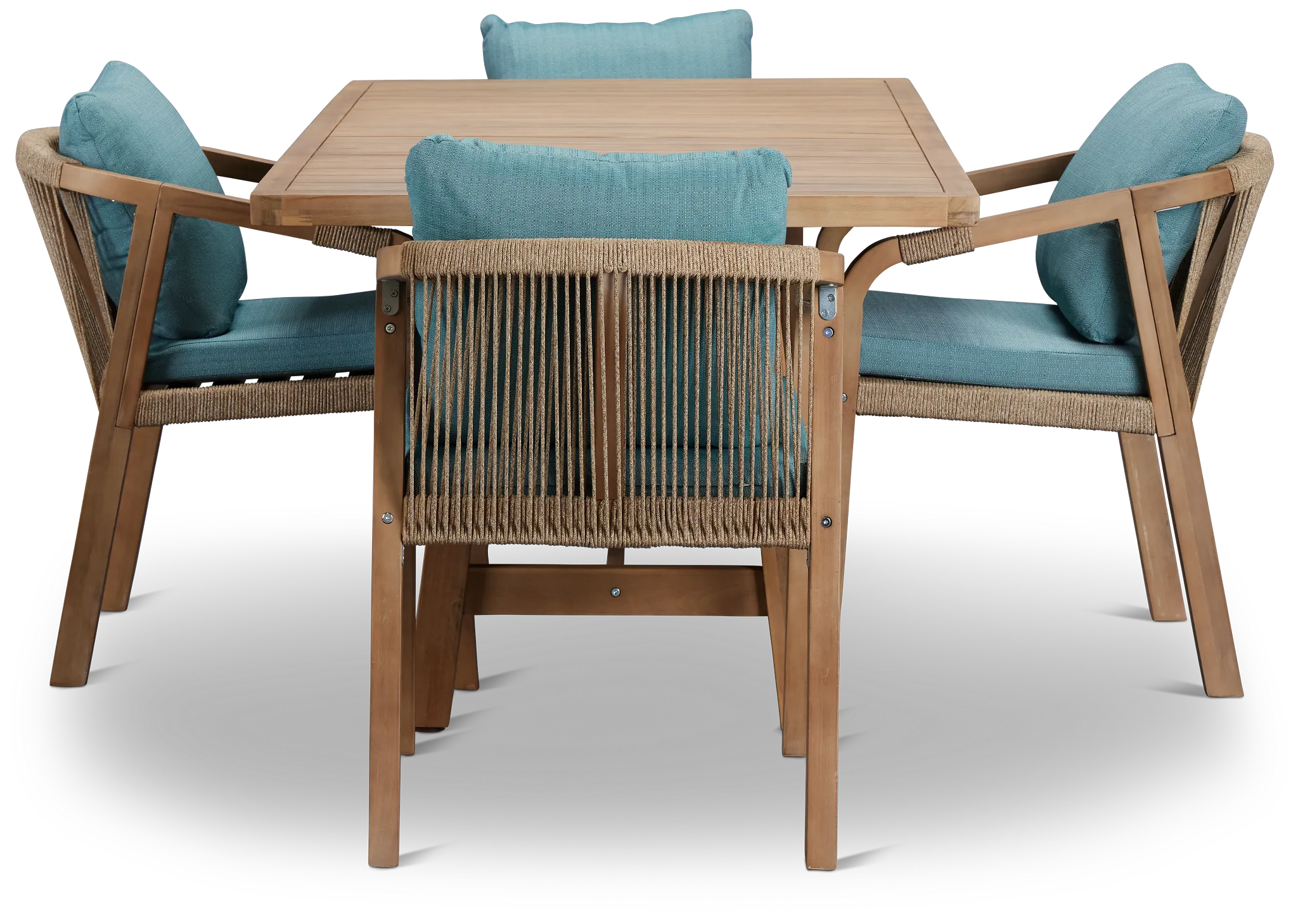 Laguna Light Tone 66" Retangular Table & 4 Teal Cushioned Chairs