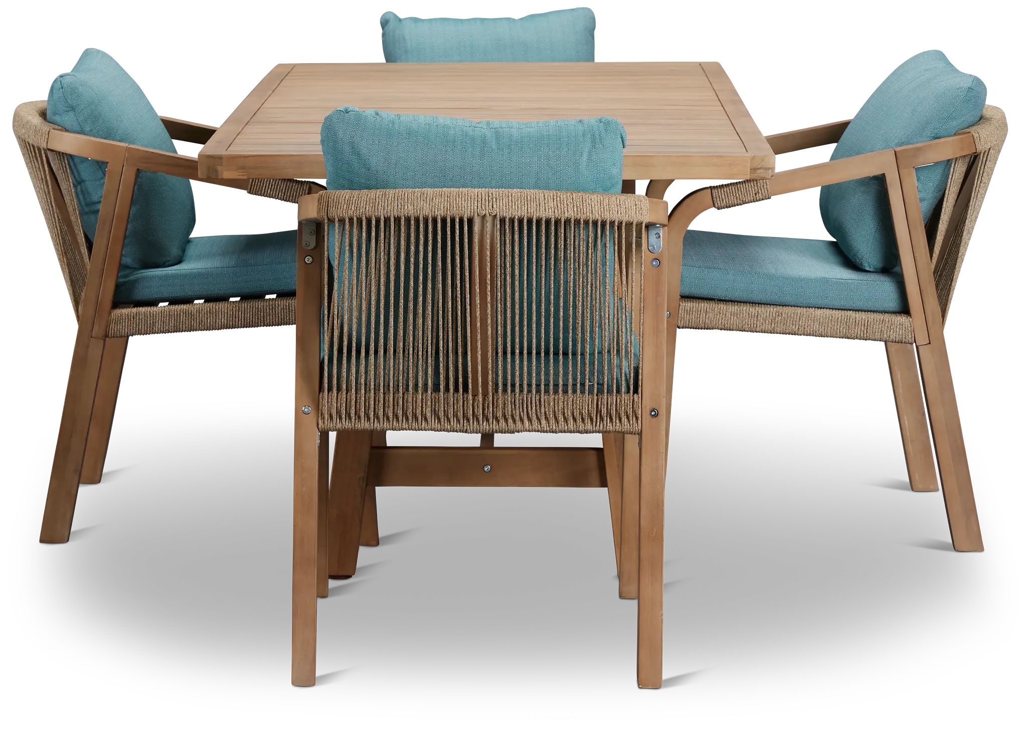 Laguna Light Tone 66" Retangular Table & 4 Teal Cushioned Chairs Laguna Light Tone 66" Retangular Table & 4 Teal Cushioned Chairs