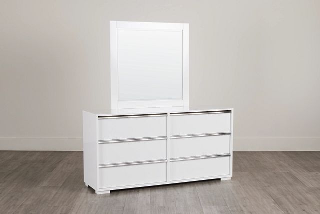 Doral White Dresser & Mirror
