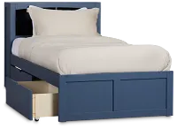 Charleston Dark Blue Bookcase Bed With 2 Storage Drawers