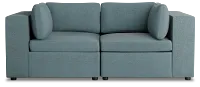 Destin Sutton Blue Fabric 2 Piece Modular Sofa