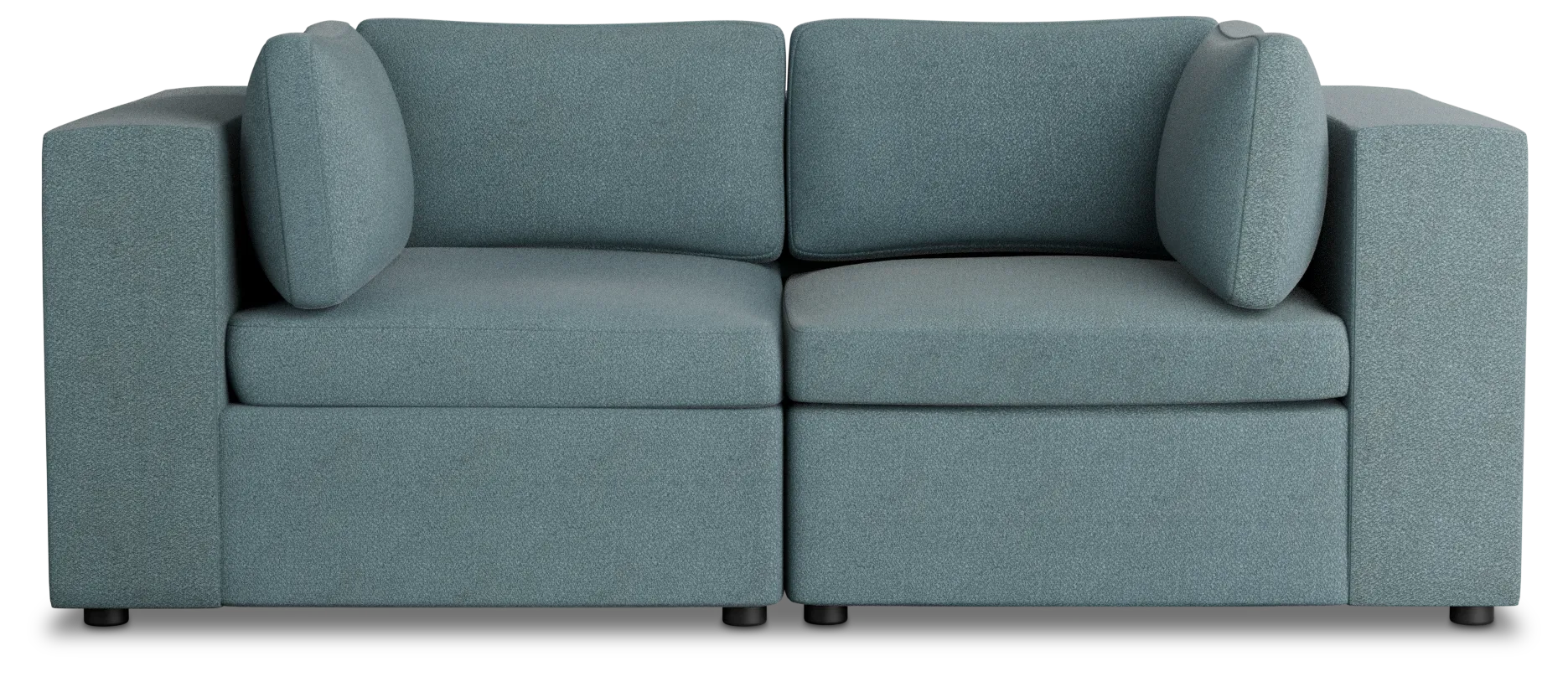 Destin Sutton Blue Fabric 2 Piece Modular Sofa