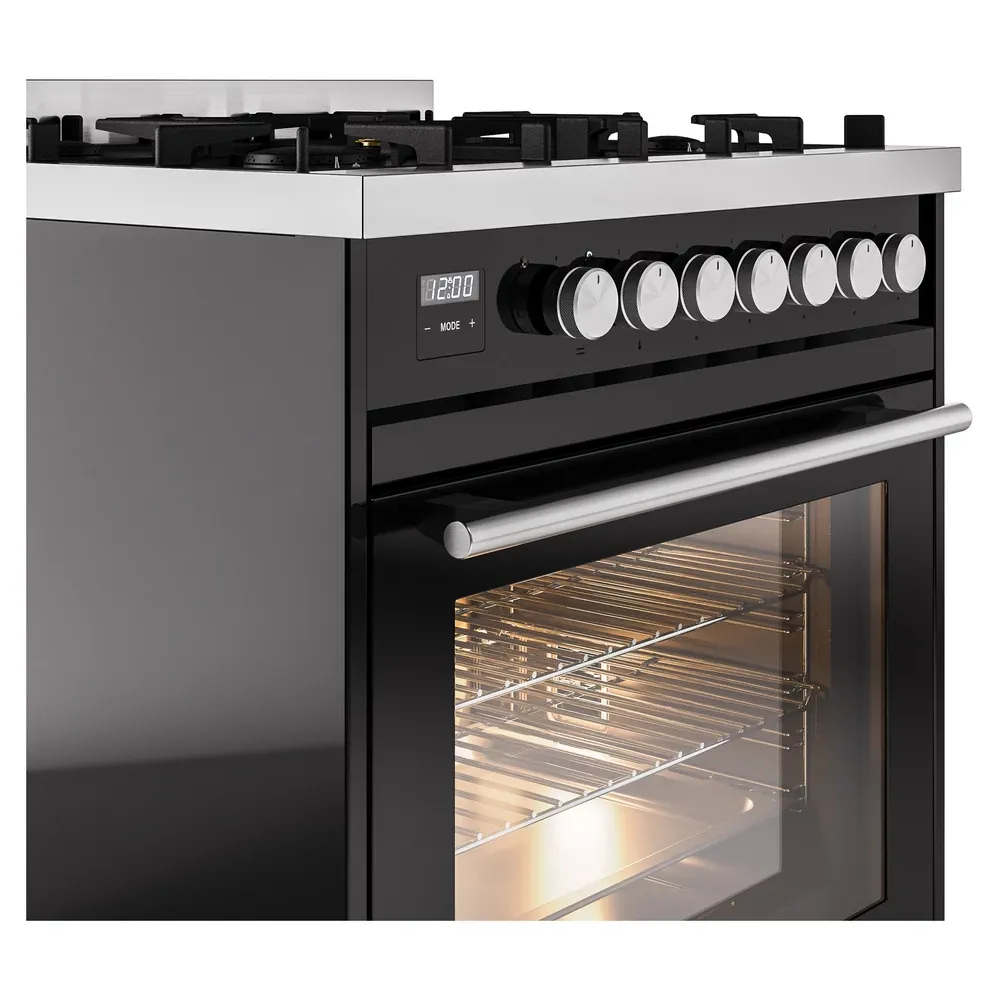 Ilve Professional Plus Ii Black 30" Dual Fuel Range