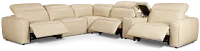 Tidal Beige Lthr/vinyl Medium Triple Power 2-arm Sectional
