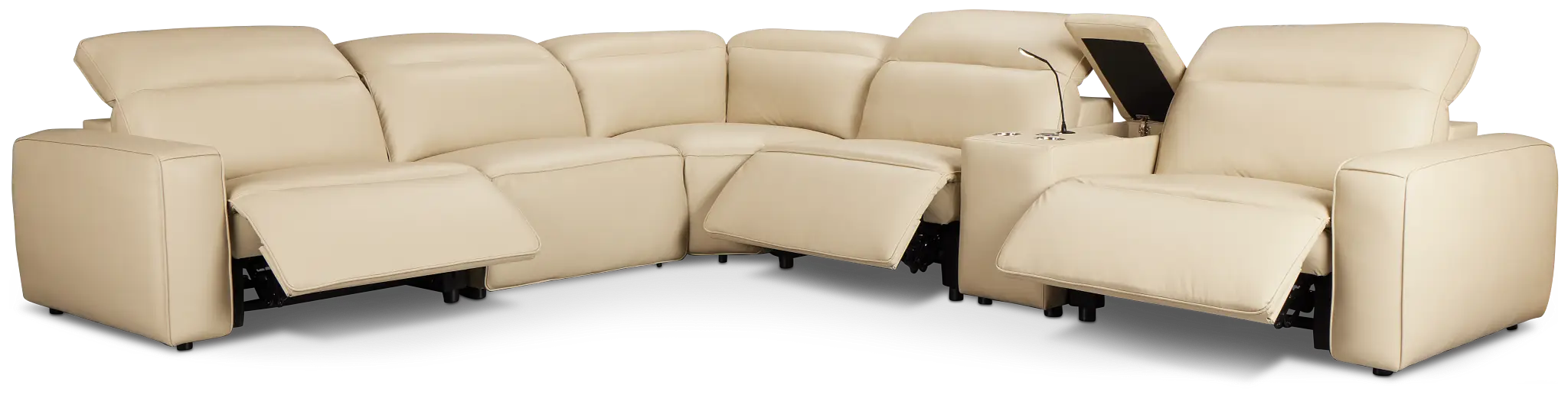 Tidal Beige Lthr/vinyl Medium Triple Power 2-arm Sectional Tidal Beige Lthr/vinyl Medium Triple Power 2-arm Sectional